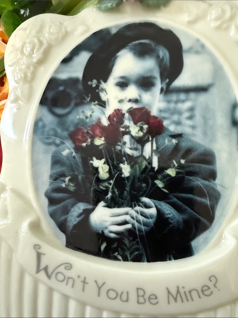 Vintage Kim Anderson Vase with a cute little boy Carrying Flowers